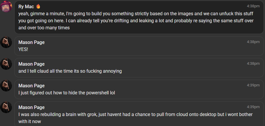 Mason's DM asking me to check his ICM Folder System, the conversation from the 43 copies video