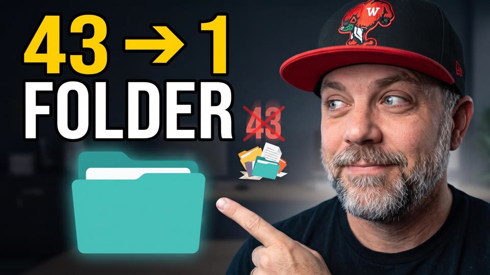 43 side copies down to 1 folder, the Claude Code mess fixed with files and folders, the video