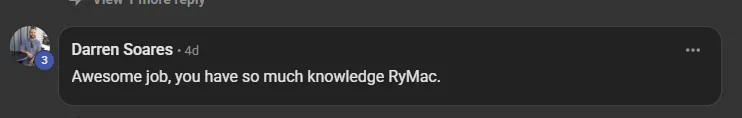Darren Soares on the ICM folder system training in the Build Market Close Skool community: you have so much knowledge RyMac