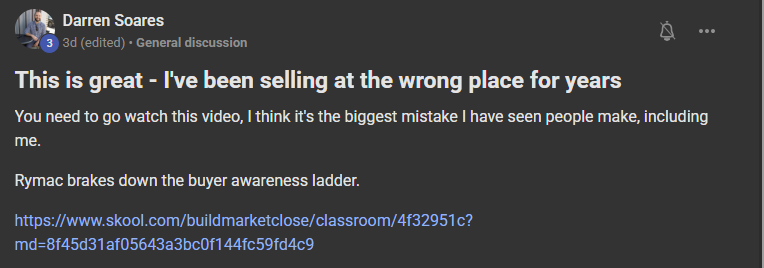 Darren Soares on the ICM folder structure in the Build Market Close Skool community: I've been selling at the wrong place for years