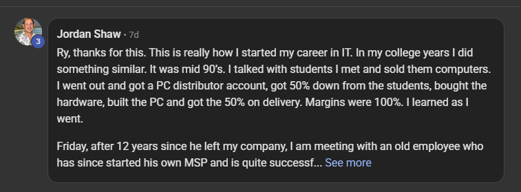 Jordan Shaw comparing the ICM folder structure to real IT filing: this is really how I started my career in IT
