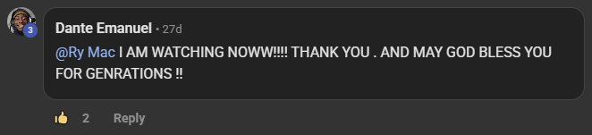 Dante Emanuel commenting on the Build Market Close Skool on the post Check the name of the skill...: @Ry Mac I AM WATCHING NOWW!!!! THANK YOU . AND MAY GOD BLESS YOU FOR GENRATIONS !!