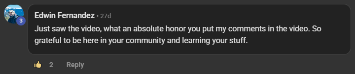 Edwin Fernandez commenting on the Build Market Close Skool on the post How To Sell ICM Folder Structure To SMB's: Just saw the video, what an absolute honor you put my comments in the video. So grateful to be here in your community and learning your stuff.