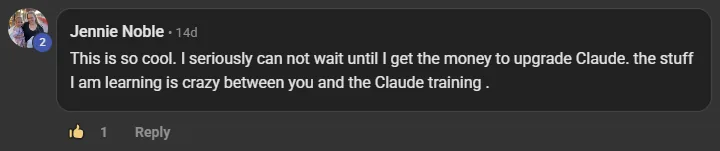 Jennie Noble commenting on the Build Market Close Skool on the post I'm automating the automated ICM production line with a GUI: This is so cool. I seriously can not wait until I get the money to upgrade Claude. the stuff I am learning is crazy between you and the Claude training .