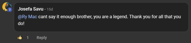 Josefa Savu commenting on the Build Market Close Skool on the post I'm automating the automated ICM production line with a GUI: @Ry Mac cant say it enough brother, you are a legend. Thank you for all that you do!