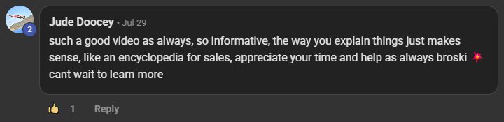 Jude Doocey commenting on the Build Market Close Skool on the post Lesson Check-ins: Close Calling to Set Appointments: such a good video as always, so informative, the way you explain things just makes sense, like an encyclopedia for sales, appreciate your time and help as always broski 💥 cant wait to learn more